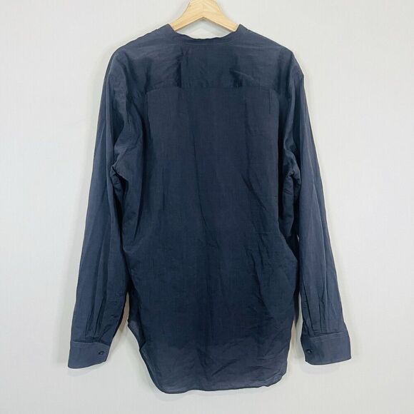 Vince Navy Mandarin Button Up Casual Shirt Large - Picture 6 of 6